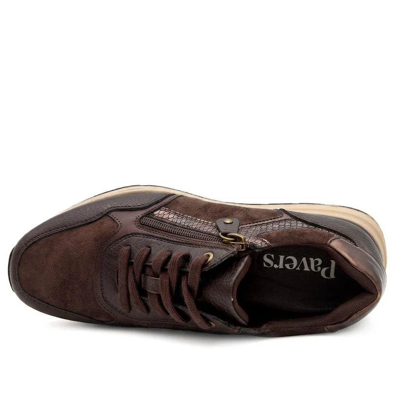 Breathable Zip & Lace Style Trainers - WOIL44043 / 329 619 - Brown