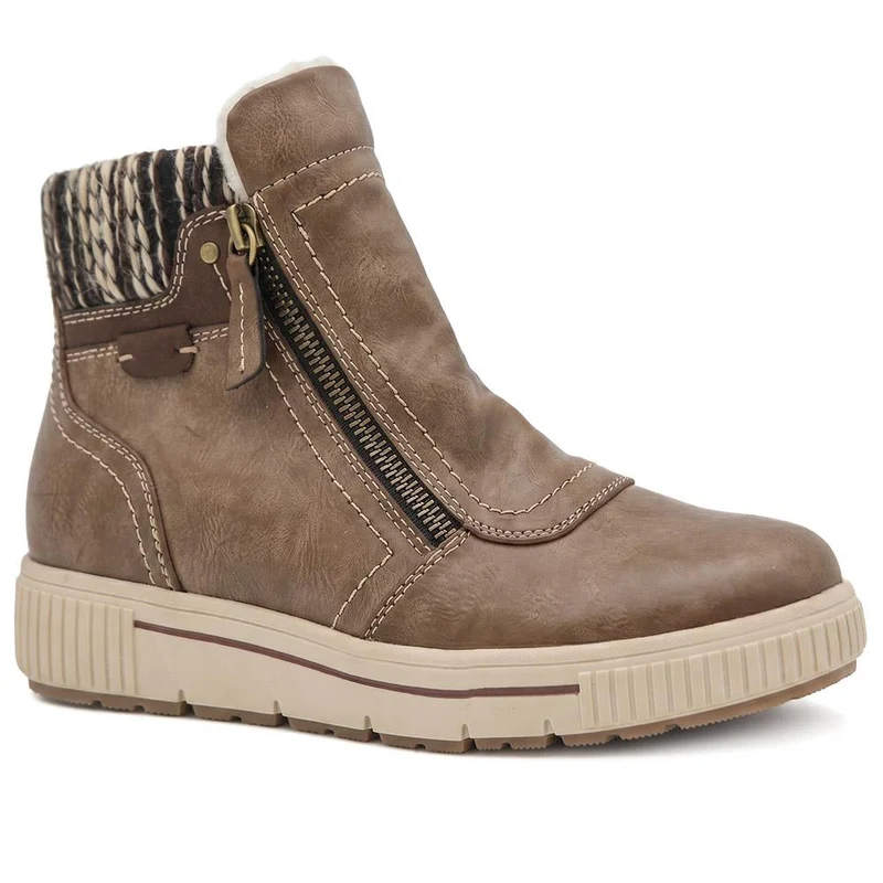 Wide Fit Warm Lined Zip Fasten Ankle Boots - WBINS44023 / 329 995