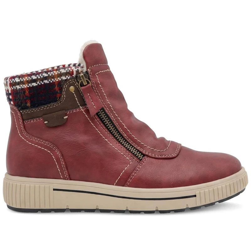Wide Fit Warm Lined Zip Fasten Ankle Boots - WBINS44023 / 329 995 - Burgundy