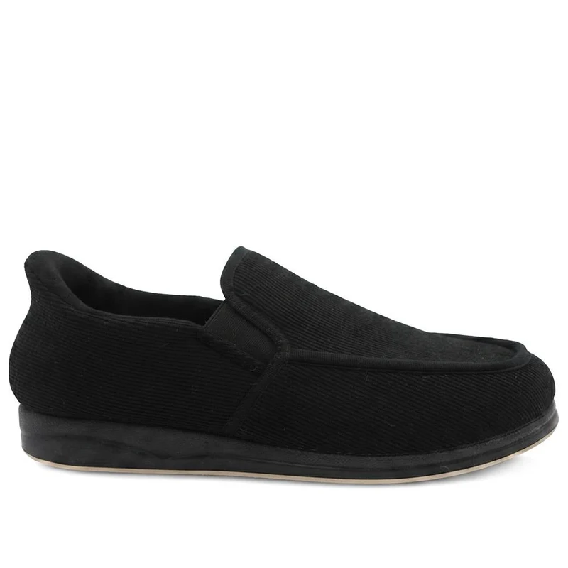 Easy Step In Extra Wide Corduroy Slippers - QING42009 / 327 900 - Black