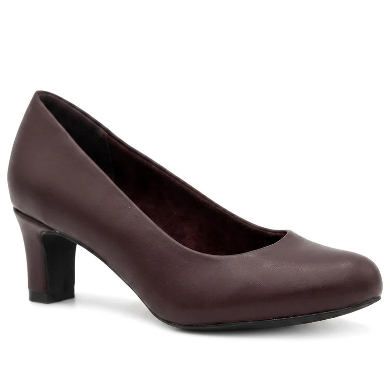 Elegant Stacked Heel Court Shoes - WBINS44018 / 330 013 - Burgundy