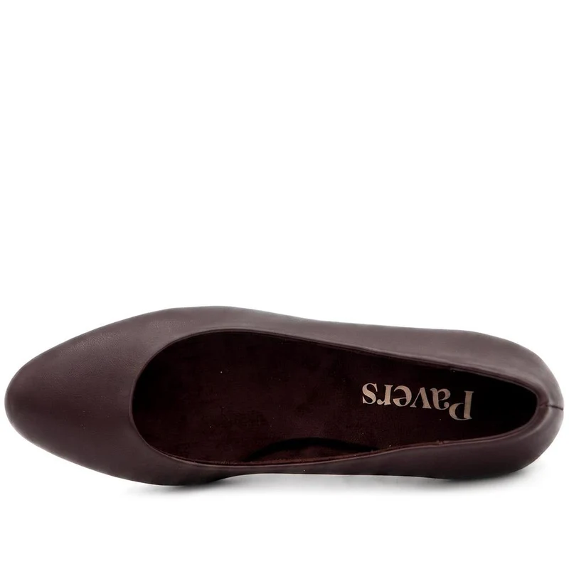 Elegant Stacked Heel Court Shoes - WBINS44018 / 330 013 - Burgundy