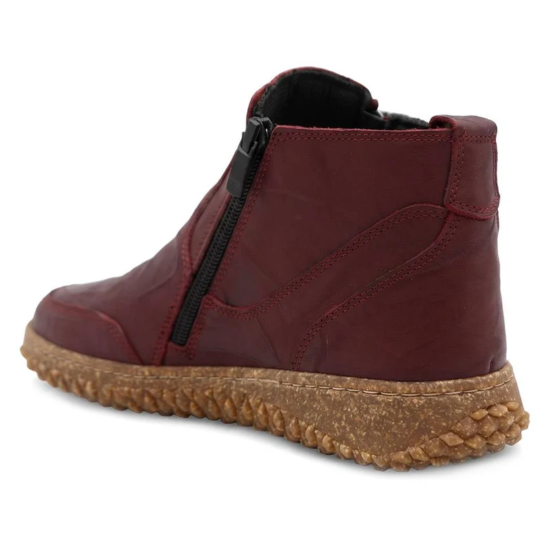 Loretta Leather Zip Fasten Ankle Boots - HAK44001 / 330 092 - Burgundy