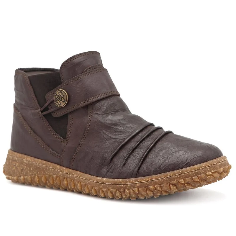 Loretta Leather Button Fasten Ankle Boots - HAK44002 / 330 093