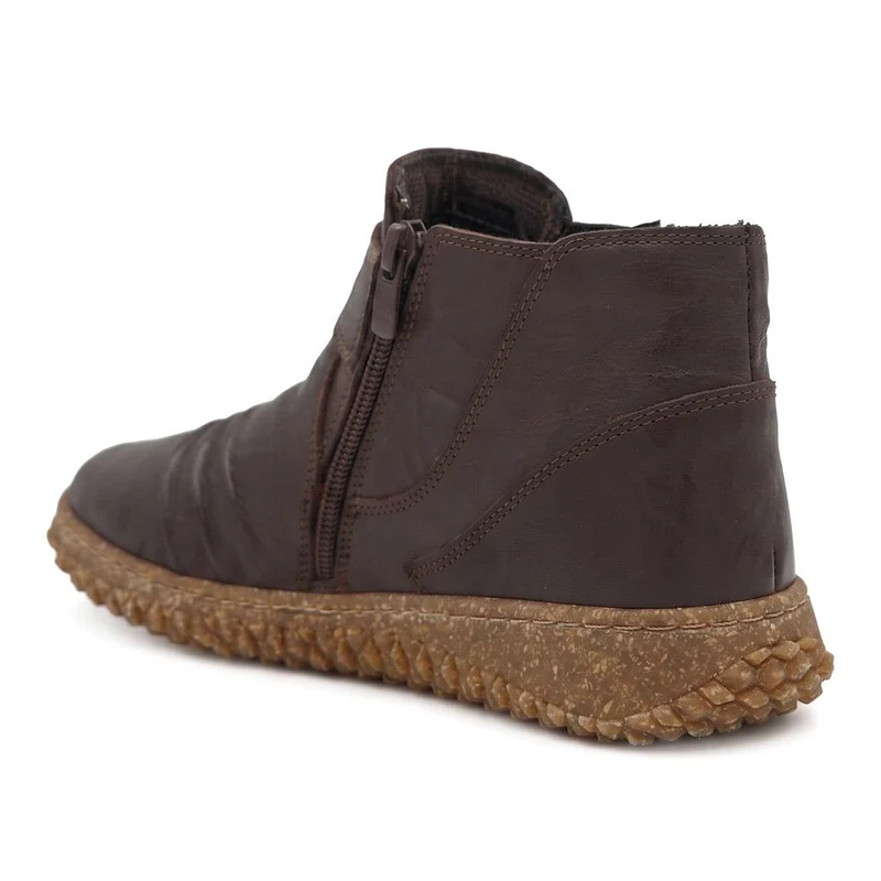 Loretta Leather Button Fasten Ankle Boots - HAK44002 / 330 093 - Dark Brown