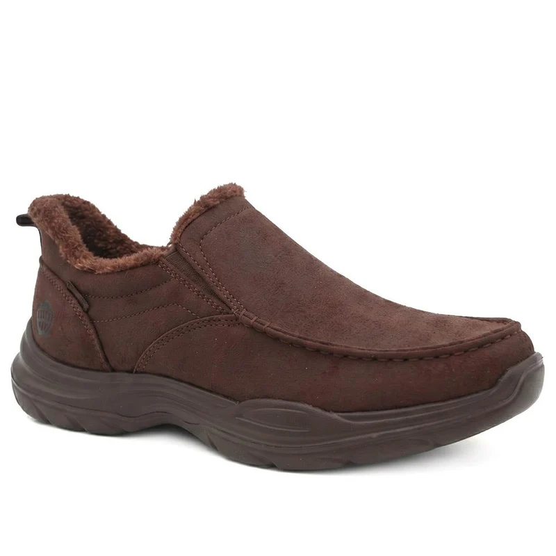 Easy Step In Wide Fit Faux Fur Lined Slippers - BOJIE44008 / 330 154 - Brown