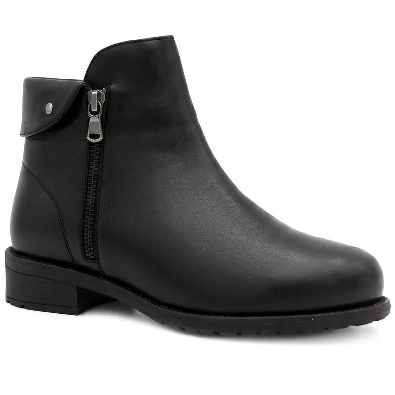 EasyFit Extra-Wide Leather Ankle Boots - WOLCOTT / 330 212 - Black