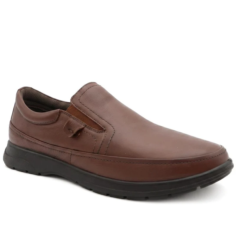 Wide Fit Leather Elastic Fit Slip On Shoes - PADDDIN44007 / 330 099