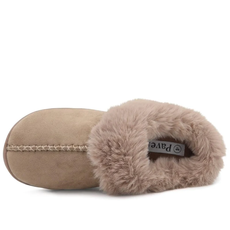 Luxury Faux Fur Lined Mule Slippers - GALOP44003 / 330 002 - Taupe