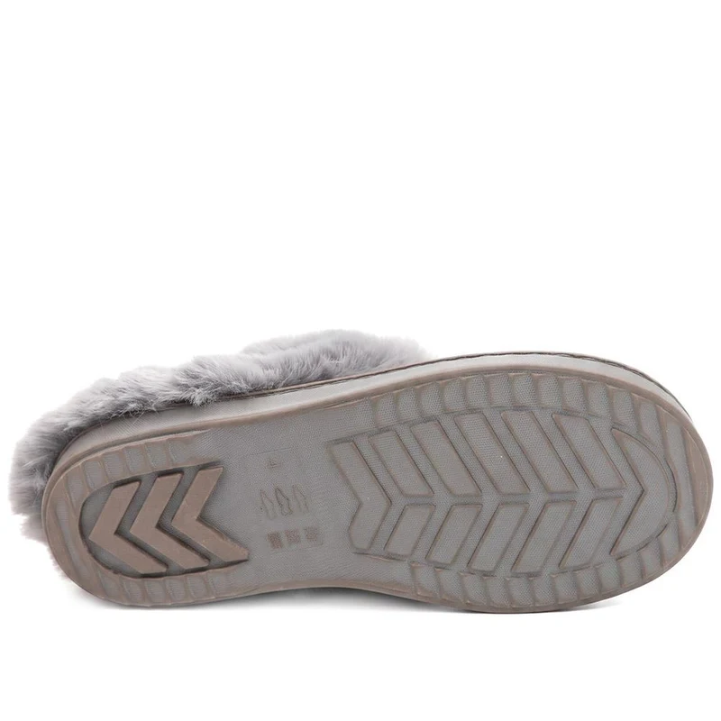 Luxury Faux Fur Lined Mule Slippers - GALOP44003 / 330 002 - Grey