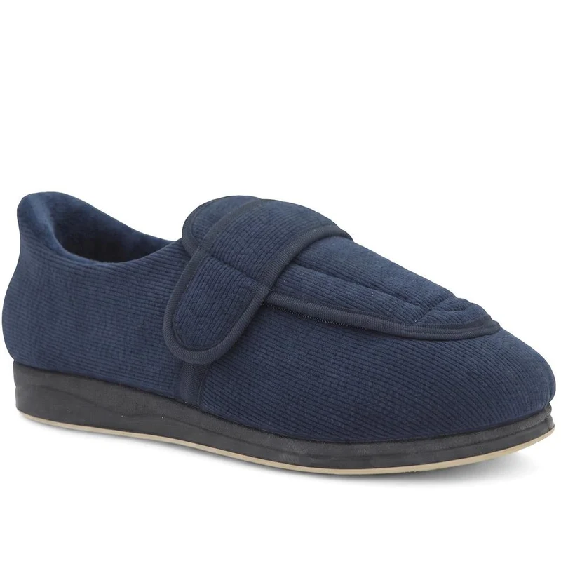 EasyFit Extra Wide Touch Fasten Slippers - JEREMY / 330 322 - Navy