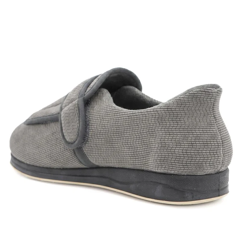 EasyFit Extra Wide Touch Fasten Slippers - JEREMY / 330 322 - Grey