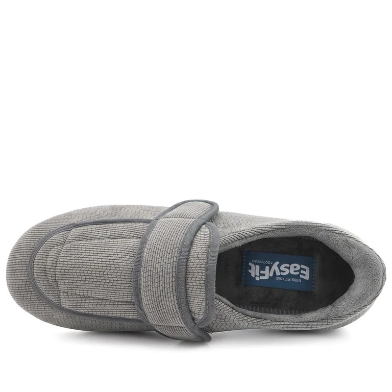 EasyFit Extra Wide Touch Fasten Slippers - JEREMY / 330 322 - Grey