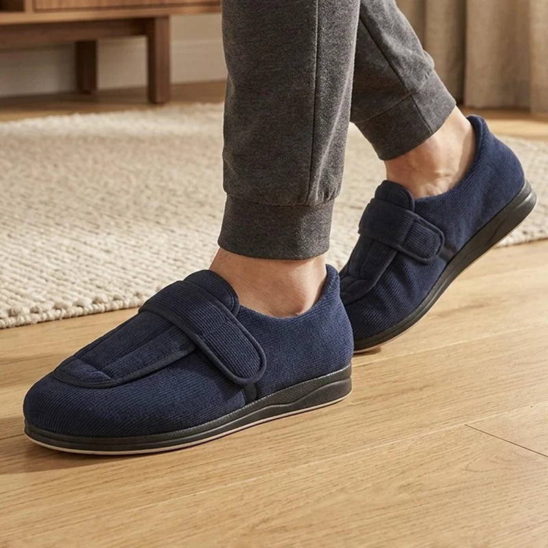EasyFit Extra Wide Touch Fasten Slippers - JEREMY / 330 322 - Navy