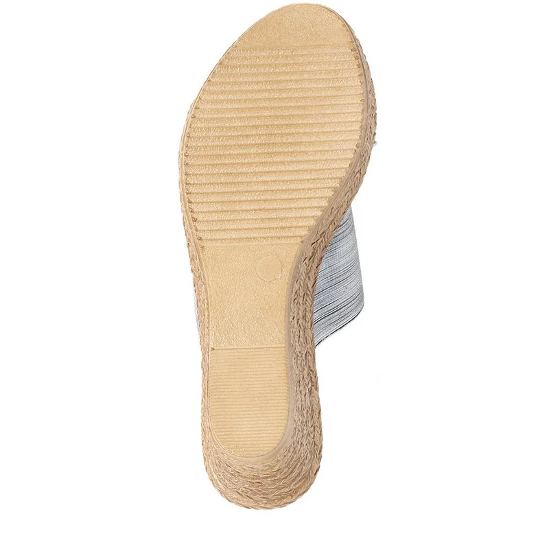 Metallic Wedge Espadrilles - CLUBS37003 / 323 836 - Silver