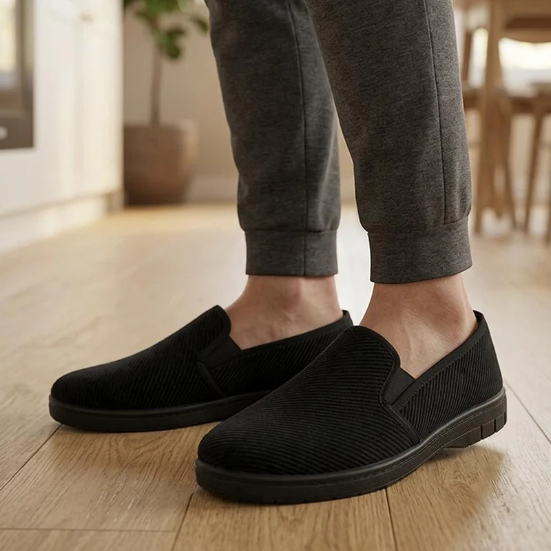 Warm Lined Comfy Full Slippers - BONAD44007 / 330 304 - Black