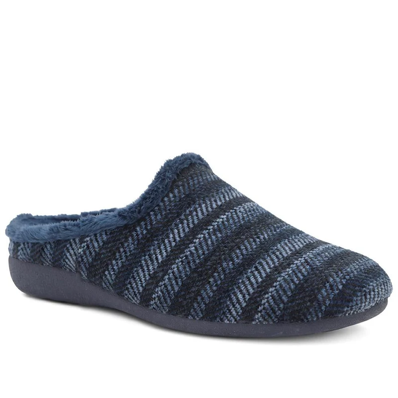 Warm Lined Luxury Mule Slippers - BONAD44009 / 330 306 - Navy Multi