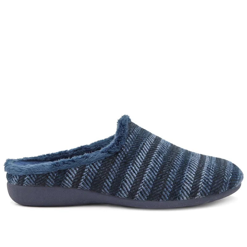 Warm Lined Luxury Mule Slippers - BONAD44009 / 330 306 - Navy Multi