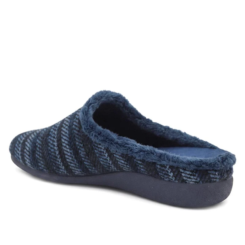 Warm Lined Luxury Mule Slippers - BONAD44009 / 330 306 - Navy Multi