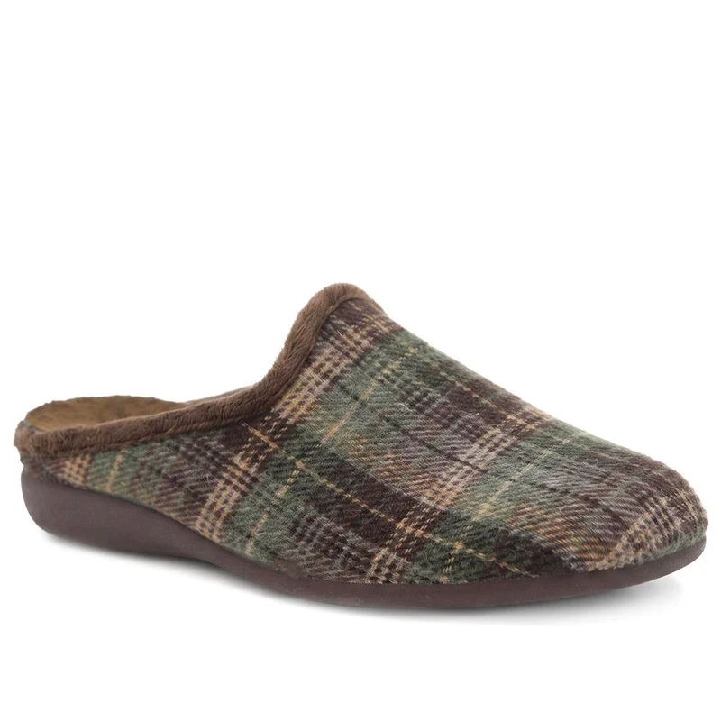 Luxury Warm Lined Mule Slippers - BONAD44008 / 330 305 - Khaki Multi