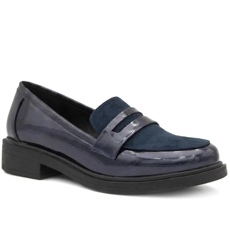 Smart Patent Flat Heel Loafers - WOIL44018 / 329 824 - Navy
