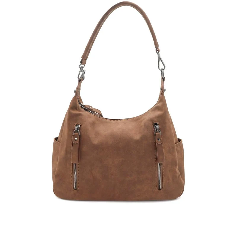 Zip-Pocketed Handbag - WAHT41004 / 327 416 - Brown