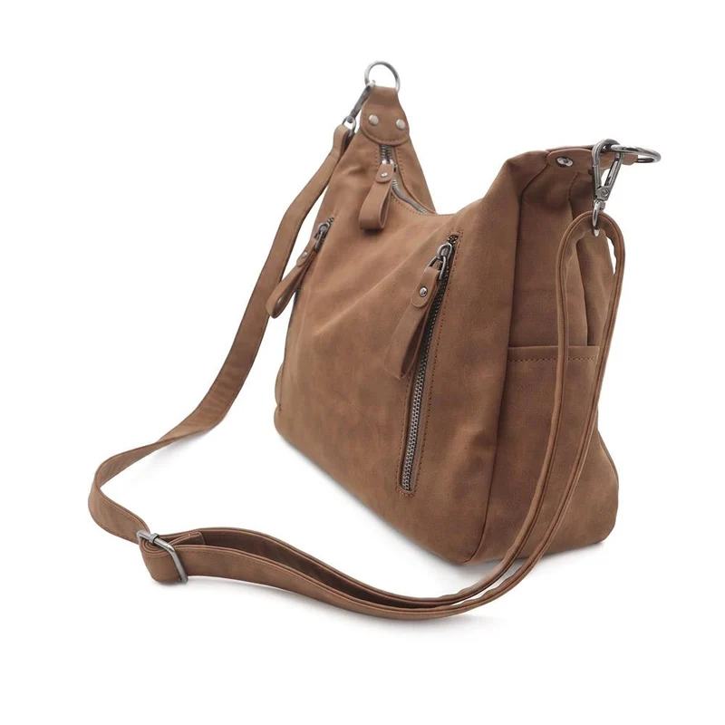 Zip-Pocketed Handbag - WAHT41004 / 327 416 - Brown