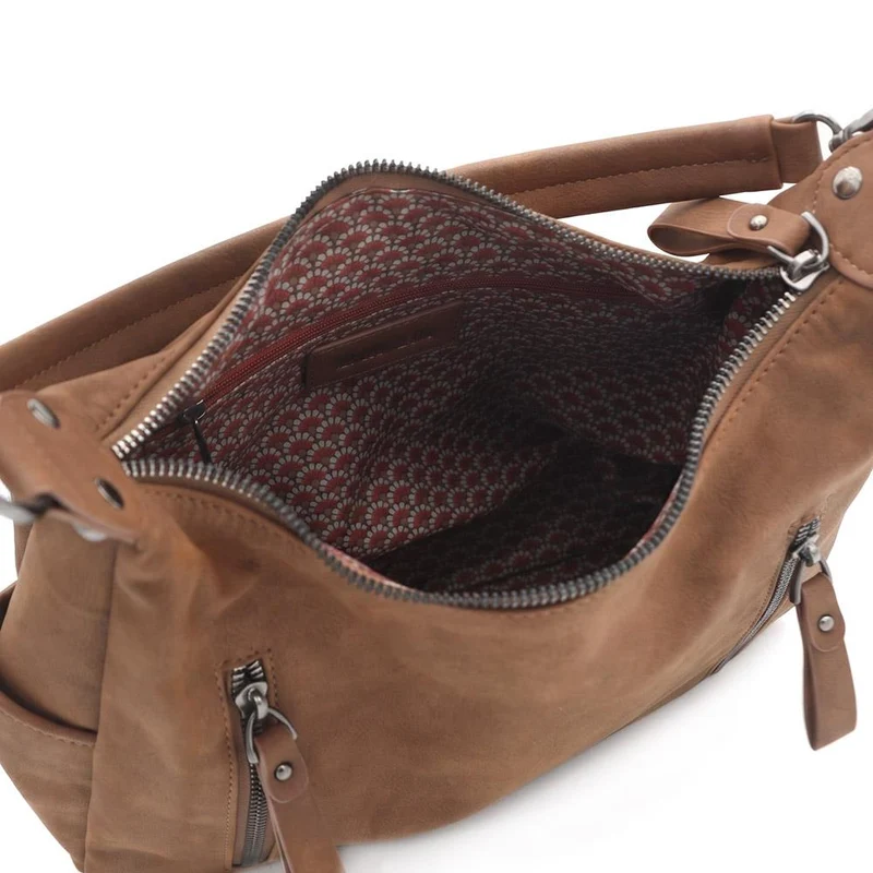 Zip-Pocketed Handbag - WAHT41004 / 327 416 - Brown