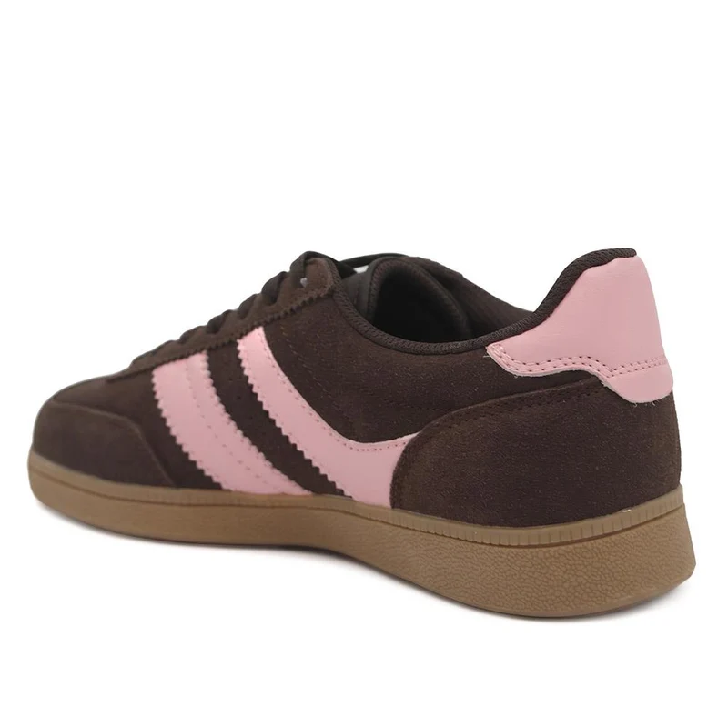 Bellissimo Leather Striped Lace Up Trainers - BELDINGX43005 / 329 348 - Dark Brown