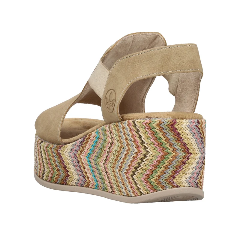 Rieker Damen-Plateausandalen mit Keilabsatz | Beige