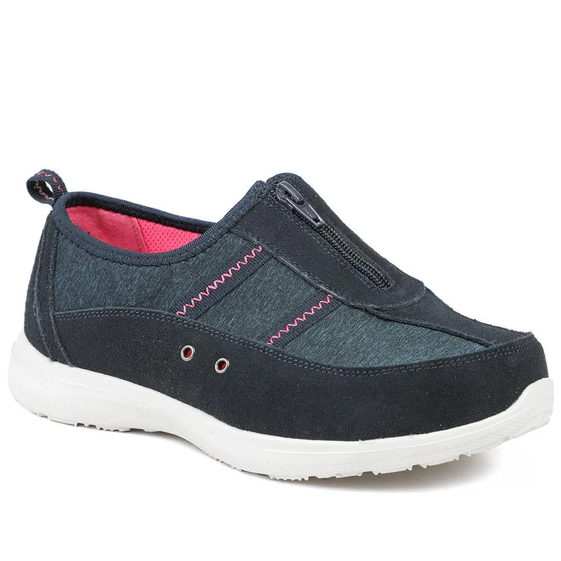 Extra-Wide Fit Memory Foam Trainers - ELANA / 324 089 - Navy