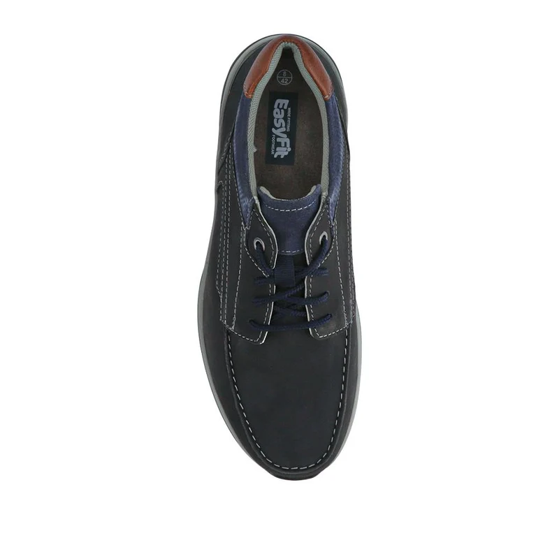 Extra-Wide Leather Casual Shoes - KRISTOPH / 326 962 - Navy