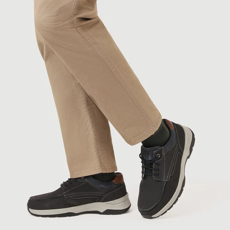 Extra-Wide Leather Casual Shoes - KRISTOPH / 326 962 - Navy