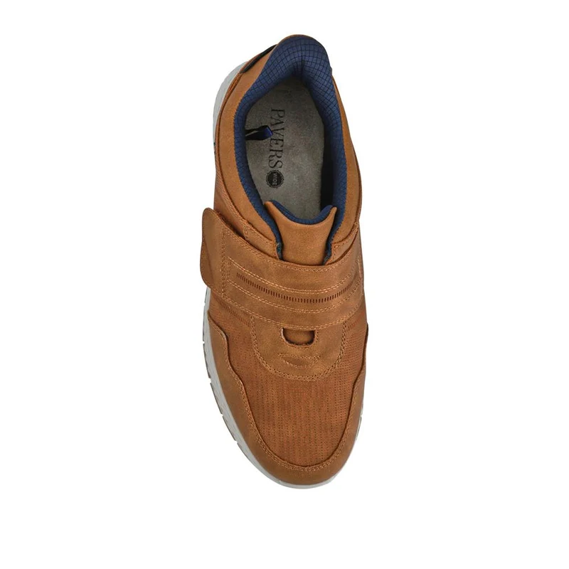 Easy Step In Wide Fit Touch Fastening Trainers - GANG41019 / 327 550 - Tan