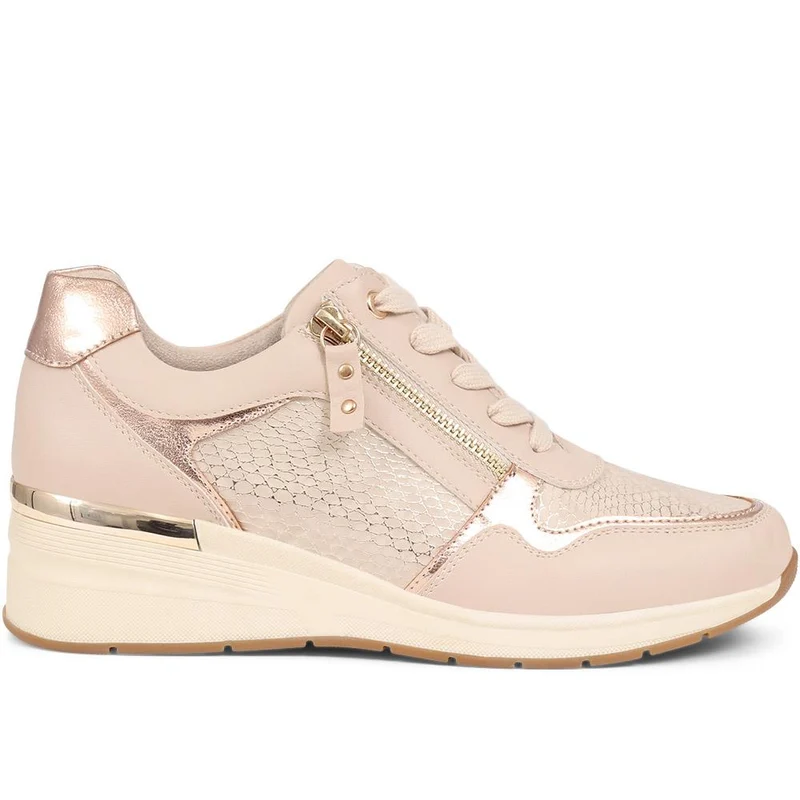 Metallic Accent Wedge Trainers - BELWOIL39019 / 325 106 - Beige