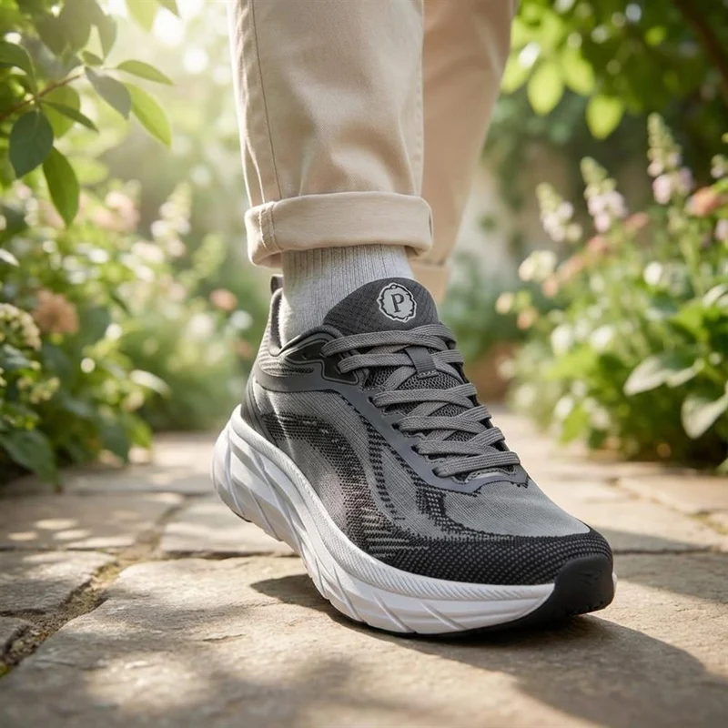 Easy Step In Memory Foam Lace Up Trainers - SUNCH41001 / 327 561 - Grey
