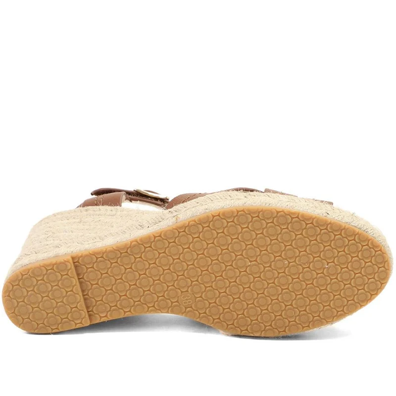 Bellissimo Memory Foam Wedged Espadrilles - BELWBINS43081 / 329 351 - Tan