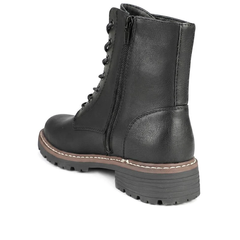 Lace Up Ankle Boots With Warm Lining - WBINS44000 / 329 764 - Black