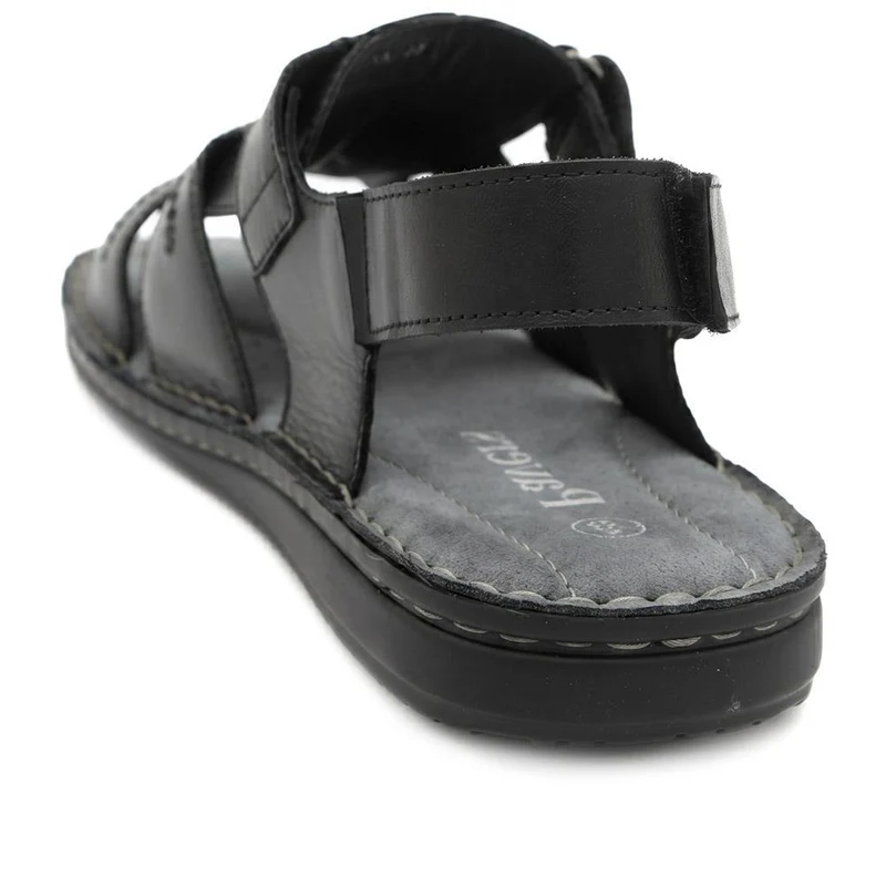 Leather Adjustable Fasten Fisherman Sandals - FBFOO43001 / 329 501 - Black