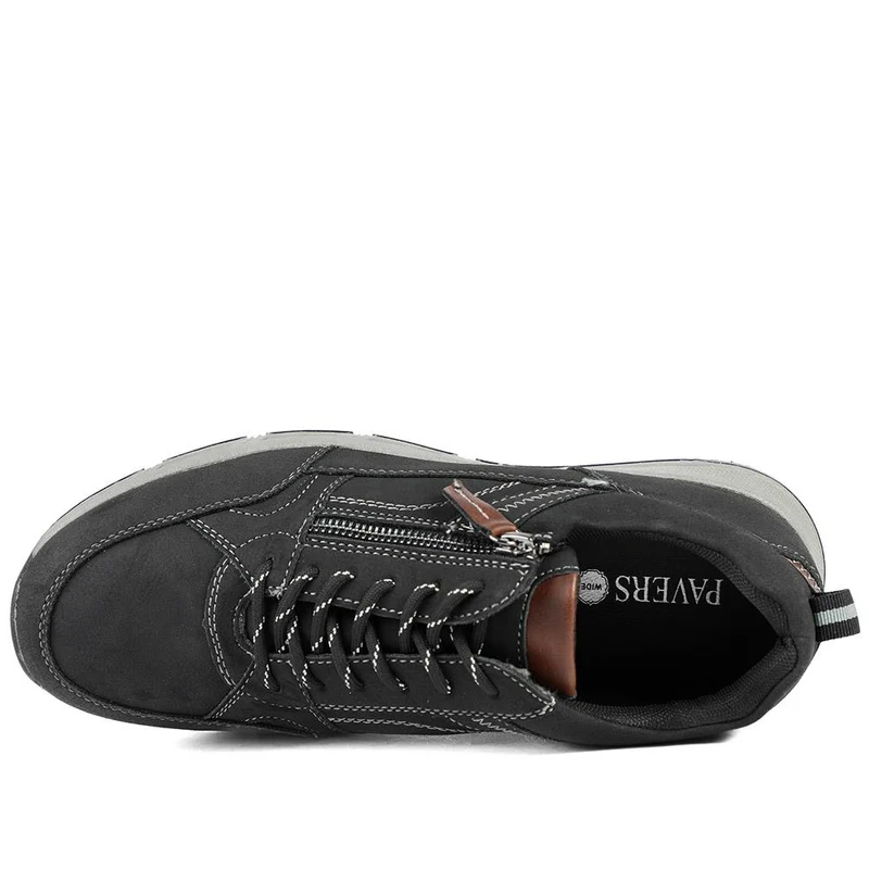 Wide Fit Zip & Lace Fasten Casual Trainers - WBINS42069 / 327 866 - Black