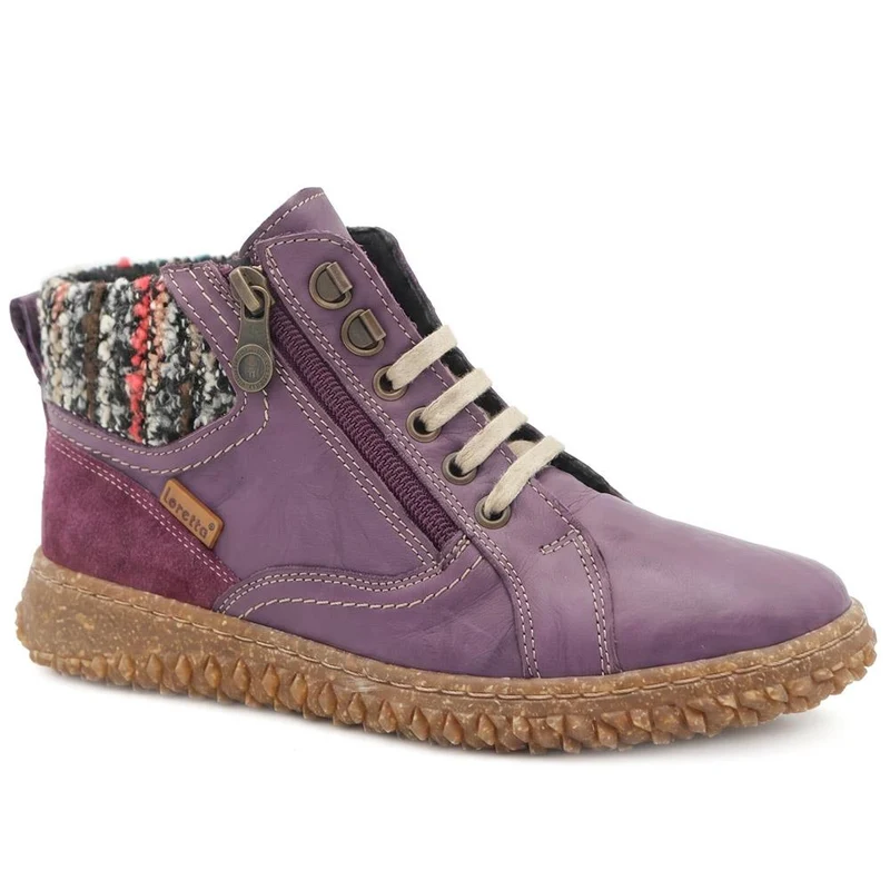 Loretta Zip & Lace Knitted Cuff Ankle Boots - HAK44000 / 329 615