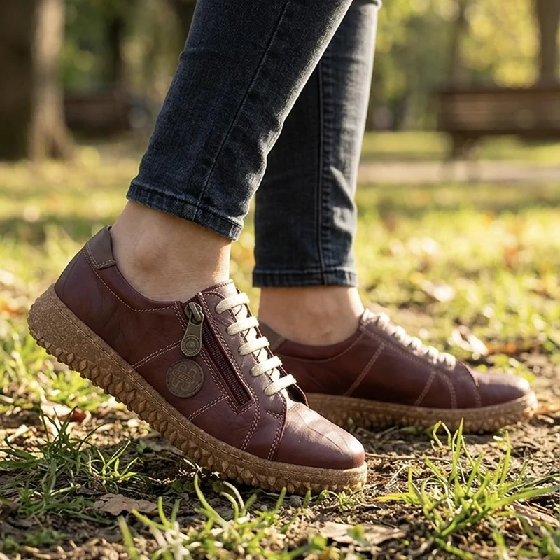 Loretta Leather Trainers - HAK38023 / 324 496 - Burgundy