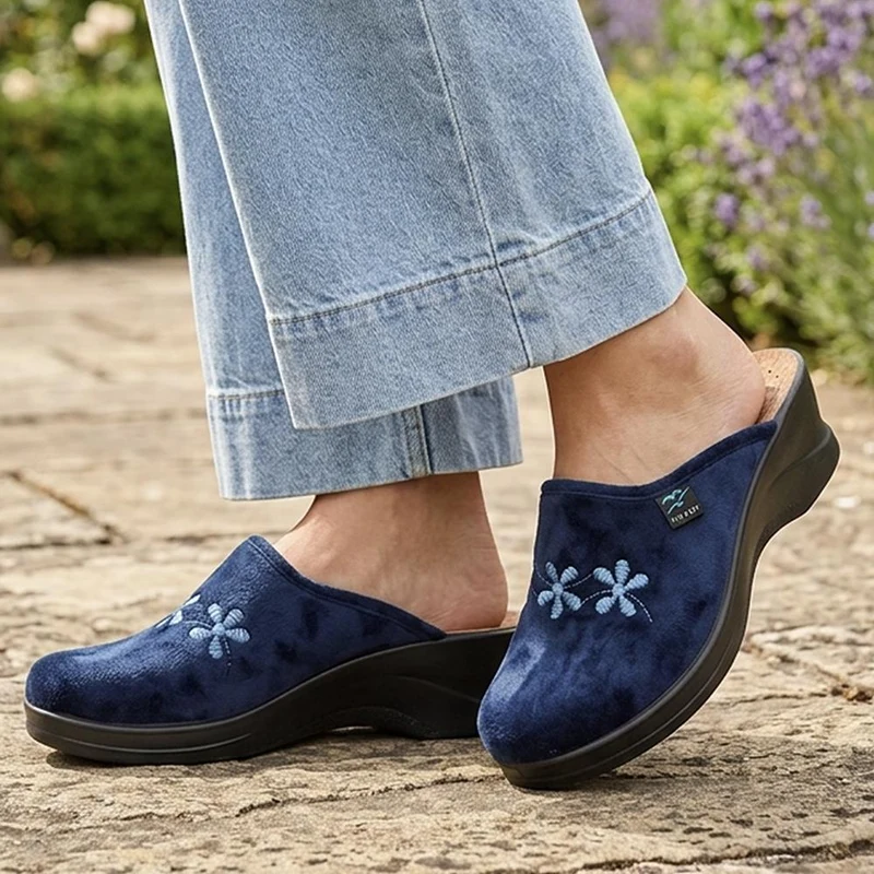Fly Flot Velour Anatomic Mules - FLY44001 / 329 602 - Navy