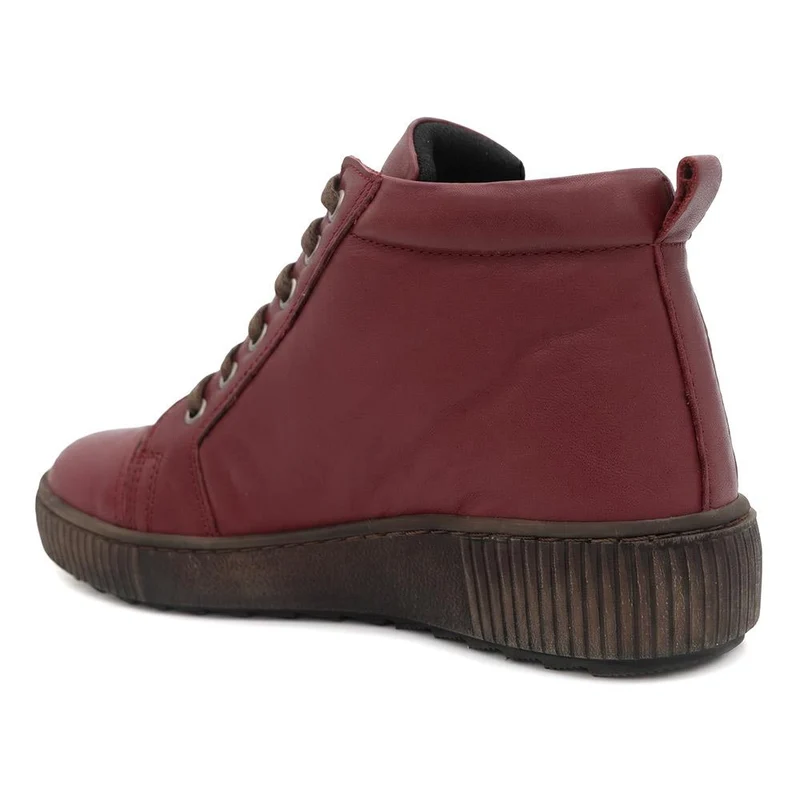 Leather Lace-Up Boots - HAK40013 / 326 039 - Burgundy