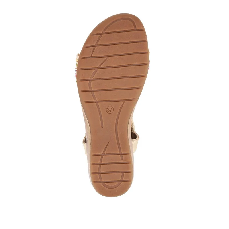Lightweight Elasticated Wedge Sandals - BAIZH41040 / 327 415 - Beige