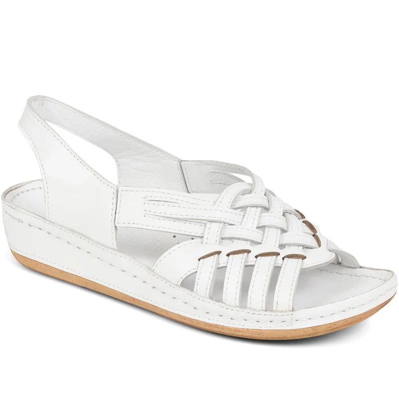 Soft Leather Slip-On Sandals - KARY39009 / 325 512 - White