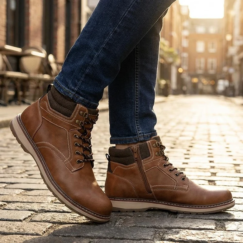 Casual Lace Up Boots - XINGH44010 / 330 034 - Tan