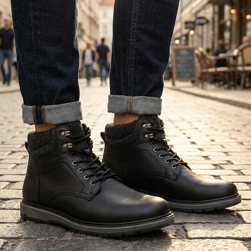 Casual Lace Up Boots - XINGH44010 / 330 034 - Black