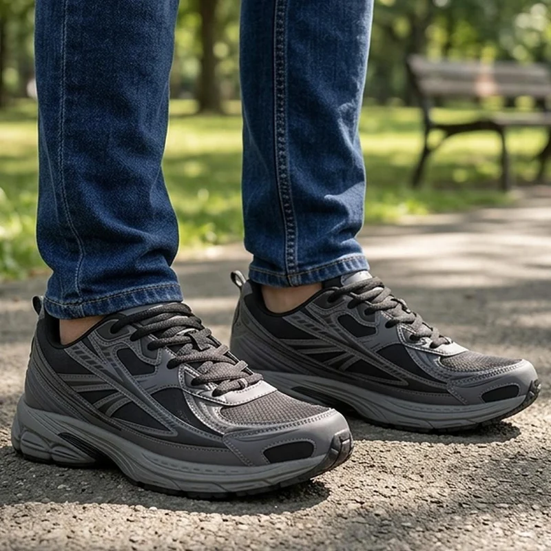 Wide Fit Rugged Lace Up Trainers - BOJIE44011 / 330 189 - Charcoal