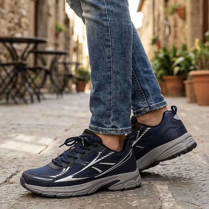 Wide Fit Rugged Lace Up Trainers - BOJIE44011 / 330 189 - Navy
